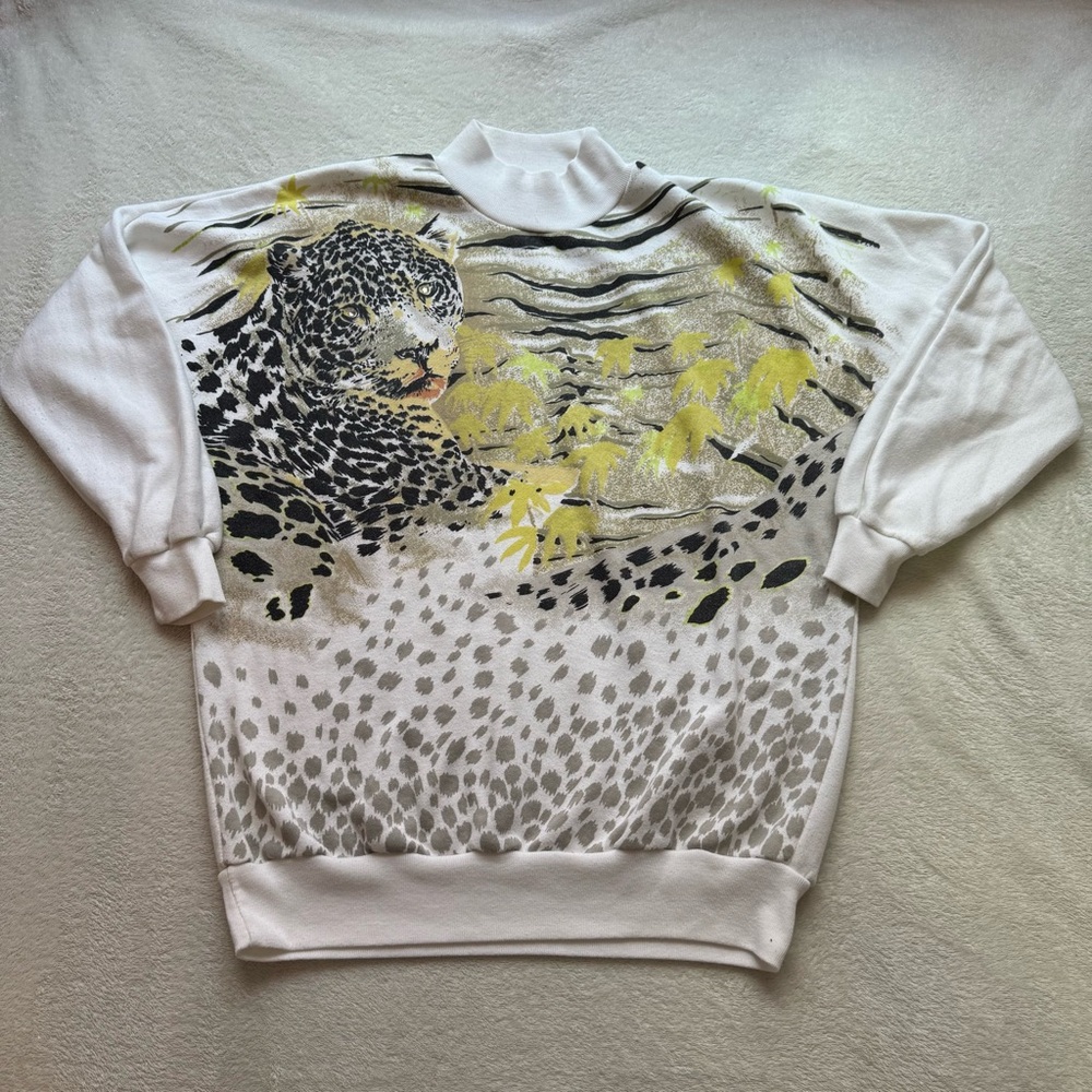 Vintage Adolfo Sport jeweled leopard print sweater